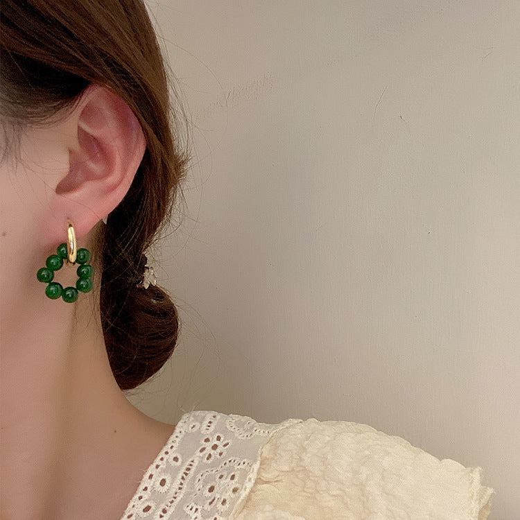 Wholesale Green Opal Alloy Earrings